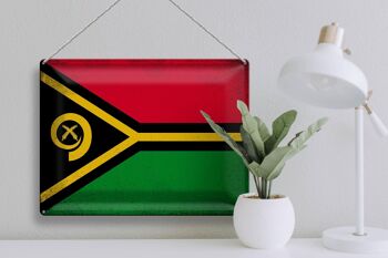 Signe en étain drapeau Vanuatu 40x30cm drapeau du Vanuatu Vintage 3