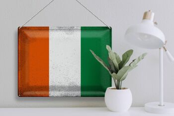 Signe en étain drapeau Côte d'Ivoire 40x30cm Côte Vintage 3