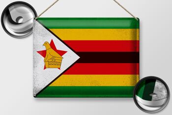Signe en étain drapeau Zimbabwe 40x30cm drapeau Zimbabwe Vintage 2