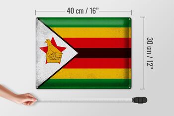 Signe en étain drapeau Zimbabwe 40x30cm drapeau Zimbabwe Vintage 4