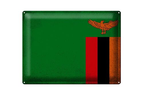 Blechschild Flagge Sambia 40x30cm Flag of Zambia Vintage