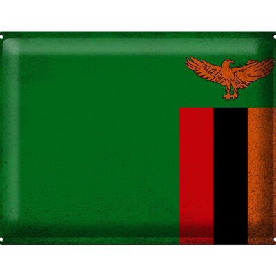 Blechschild Flagge Sambia 40x30cm Flag of Zambia Vintage