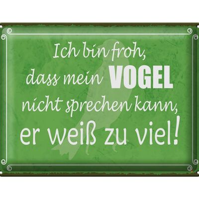 Blechschild Spruch 40x30cm froh mein Vogel nicht sprechen