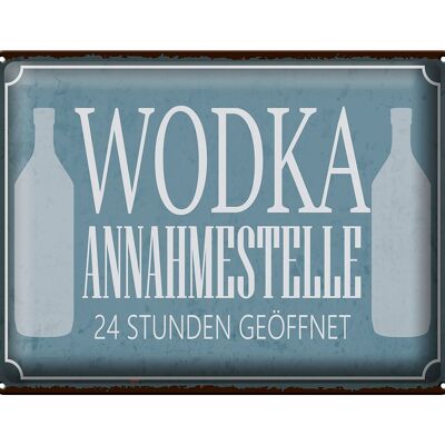 Cartel de chapa que dice 40x30cm Punto de aceptación de vodka las 24 horas.