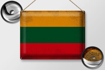 Signe en étain drapeau lituanie 40x30cm drapeau lituanie Vintage 2