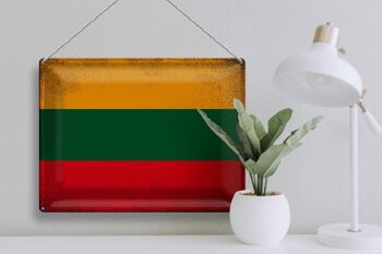 Signe en étain drapeau lituanie 40x30cm drapeau lituanie Vintage 3