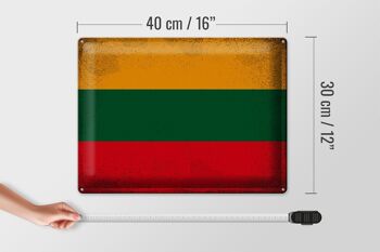 Signe en étain drapeau lituanie 40x30cm drapeau lituanie Vintage 4