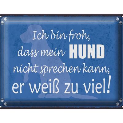 Blechschild Spruch 40x30cm froh mein Hund nicht sprechen