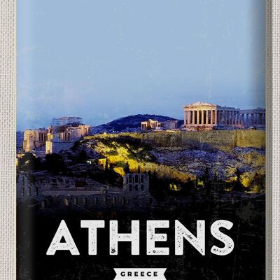 Targa in metallo da viaggio 30x40 cm Regalo retrò Atene Grecia