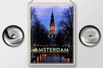 Panneau en étain voyage 30x40cm destination de voyage Amsterdam Munt Tower 2