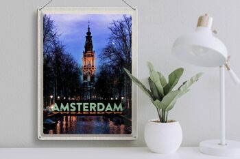 Panneau en étain voyage 30x40cm destination de voyage Amsterdam Munt Tower 3