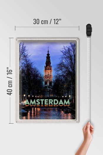 Panneau en étain voyage 30x40cm destination de voyage Amsterdam Munt Tower 4