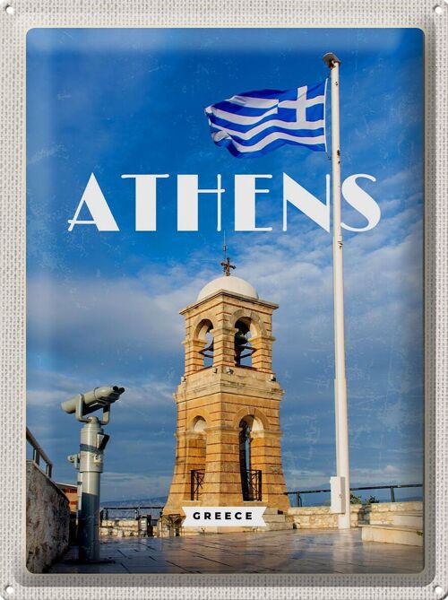 Blechschild Reise 30x40cm Athens Greece Flagge Akropolis