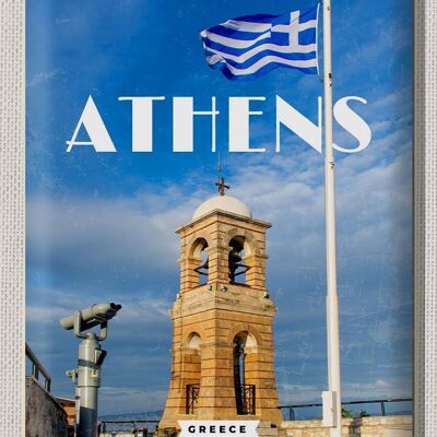 Targa in metallo da viaggio 30x40 cm Atene Grecia Bandiera Acropoli