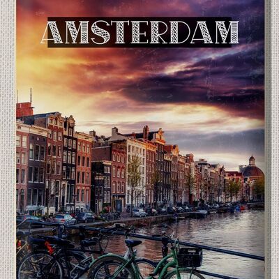 Cartel de chapa viaje 30x40cm Amsterdam atardecer