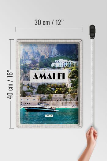 Signe en étain voyage 30x40cm, Amalfi italie, vacances, tourisme, bateaux de mer 4