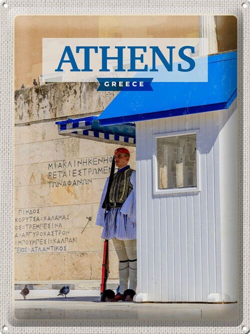 Blechschild Reise 30x40cm Athens Greece Evzone Wache