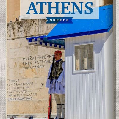 Cartel de chapa de viaje 30x40cm Atenas Grecia Evzone Guard