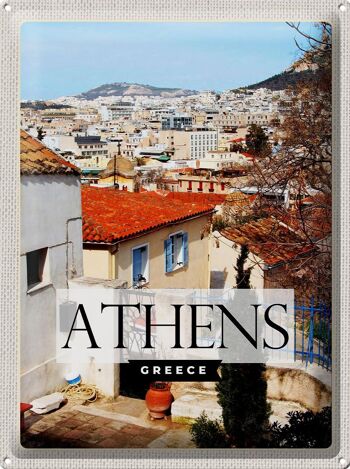 Signe en étain voyage 30x40cm, Athènes, grèce, ville, Destination de voyage 1