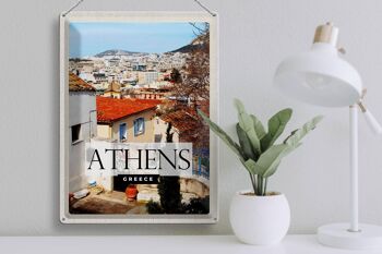 Signe en étain voyage 30x40cm, Athènes, grèce, ville, Destination de voyage 3