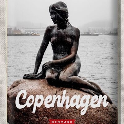 Targa in metallo da viaggio 30x40 cm Copenhagen Danimarca Sirena