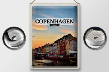 Plaque en tôle voyage 30x40cm Copenhague Danemark coucher de soleil 2