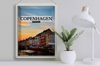 Plaque en tôle voyage 30x40cm Copenhague Danemark coucher de soleil 3