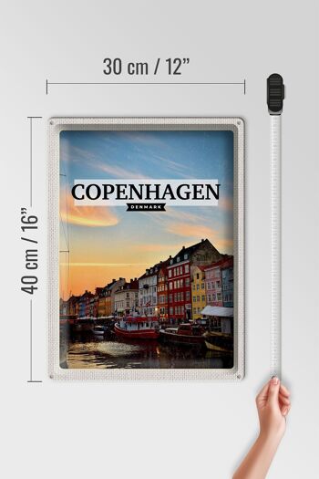 Plaque en tôle voyage 30x40cm Copenhague Danemark coucher de soleil 4