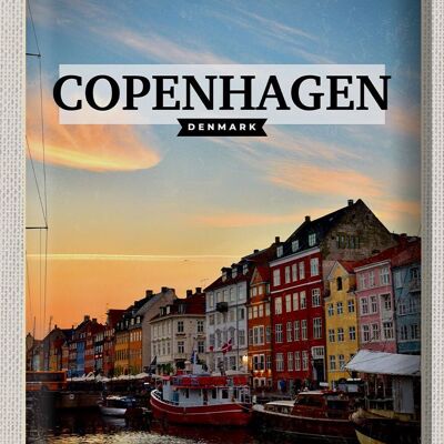 Targa in metallo da viaggio 30x40 cm Copenhagen Danimarca tramonto