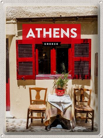 Panneau de voyage en étain, 30x40cm, Athènes, grèce, volets de café 1