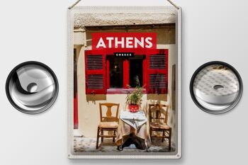 Panneau de voyage en étain, 30x40cm, Athènes, grèce, volets de café 2