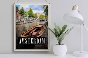 Panneau en étain voyage 30x40cm, Amsterdam, destination de voyage, bateau, Hollande 3