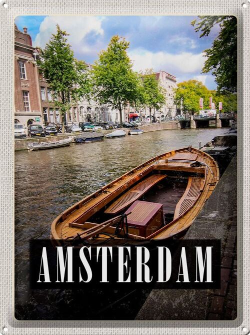 Blechschild Reise 30x40cm Amsterdam Reiseziel Boot Holland