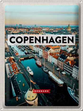 Signe en étain voyage 30x40cm, Copenhague, danemark, rivière de la vieille ville 1