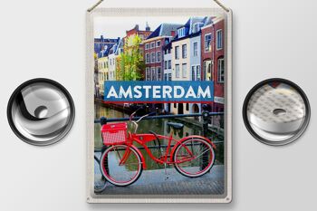 Panneau en étain voyage 30x40cm Amsterdam destination de voyage vélo 2