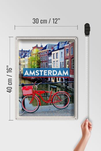 Panneau en étain voyage 30x40cm Amsterdam destination de voyage vélo 4