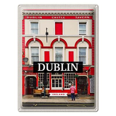 Cartel de chapa de viaje, 30x40cm, Dublín, Irlanda, Castillo, taberna, destino de viaje