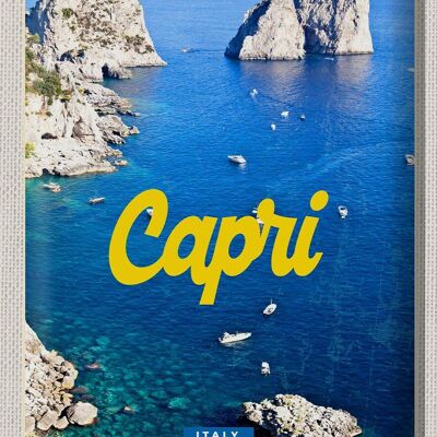 Cartel de chapa de viaje, 30x40cm, Retro, Capri, Italia, montañas marinas