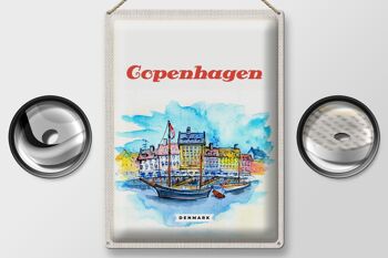 Panneau en étain voyage 30x40cm photo bateau Copenhague Danemark 2
