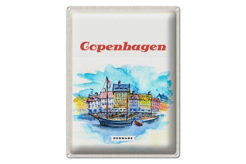 Blechschild Reise 30x40cm Bild Copenhagen Denmark Boot