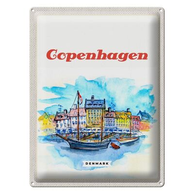 Cartel de chapa viaje 30x40cm imagen Copenhague Dinamarca barco