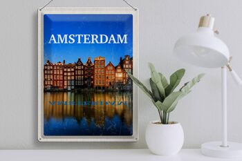 Signe en étain voyage 30x40cm rétro Amsterdam Destination de voyage vacances 3
