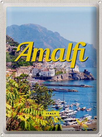 Panneau en étain voyage 30x40cm Amalfi Italie vacances vue sur la mer 1