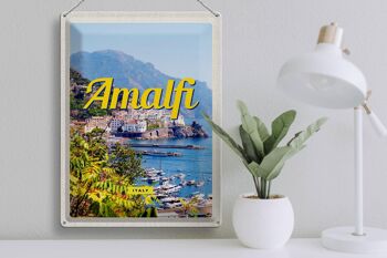 Panneau en étain voyage 30x40cm Amalfi Italie vacances vue sur la mer 3