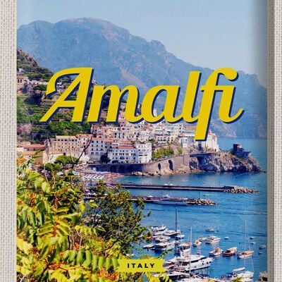 Panneau en étain voyage 30x40cm Amalfi Italie vacances vue sur la mer
