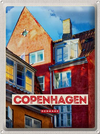 Panneau en étain voyage 30x40cm Copenhague Danemark vieille maison 1