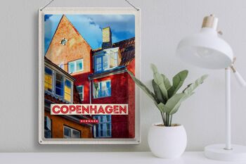 Panneau en étain voyage 30x40cm Copenhague Danemark vieille maison 3