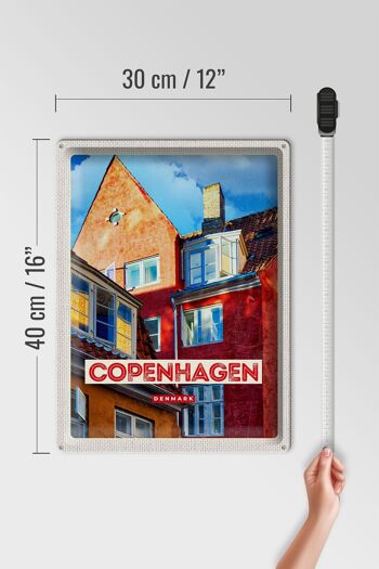 Panneau en étain voyage 30x40cm Copenhague Danemark vieille maison 4