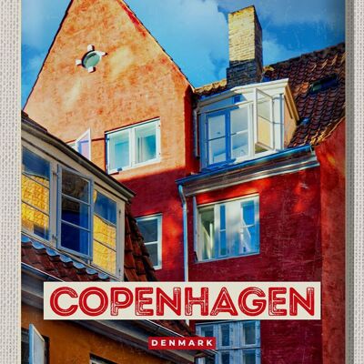 Cartel de chapa viaje 30x40cm Copenhague Dinamarca casa antigua