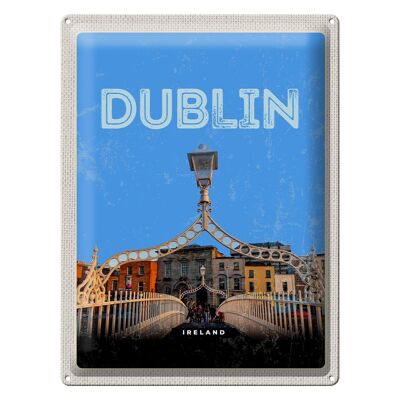 Targa in metallo da viaggio 30x40 cm Retro Dublino Irlanda Destinazione di viaggio